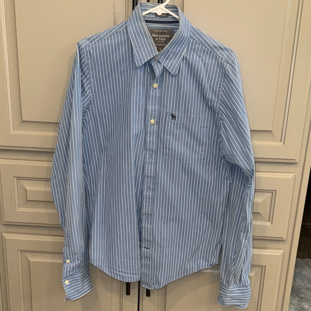 Abercrombie & Fitch Light Blue Pinstripe Shirt